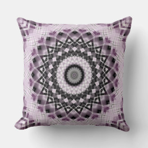 Cojín Decorativo Diseño de patrón de mandala geométrico violeta y n