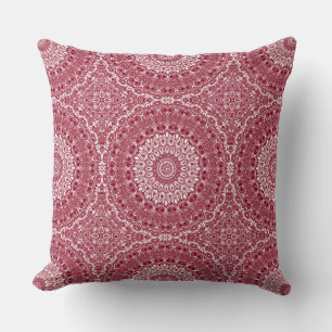 Cojín Decorativo Diseño de Patrón de Mandala Rojo Carmesí