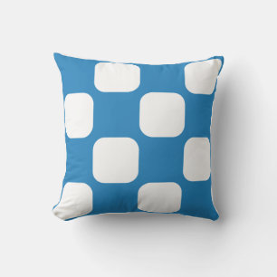 Cojín Decorativo Diseño de patrón de redondel azul pastel y blanco