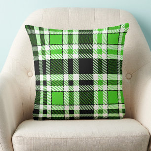 Cojín Decorativo Diseño de patrón de tartán de franela verde negro