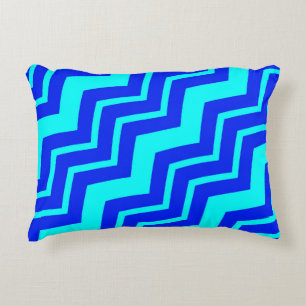 Cojín Decorativo Diseño de patrón de zag azul Zig Chevron