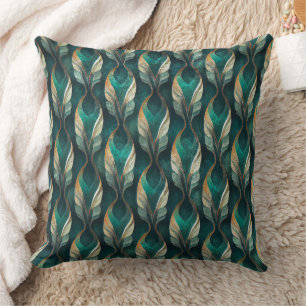 Cojín Decorativo Diseño de patrón geométrico Art Deco en verde azul