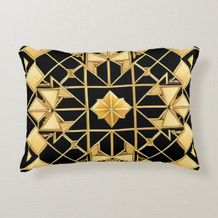Cojín Decorativo Diseño de patrón geométrico dorado elegante