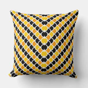 Cojín Decorativo Diseño de patrón marroquí naranja negro lindo