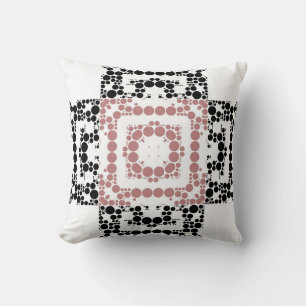Cojín Decorativo Diseño de patrones de puntos de polka retro negro