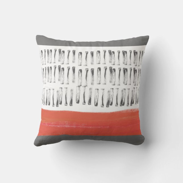 Cojín Decorativo diseño de patrones estilizados abstractos en negri (Reverso)