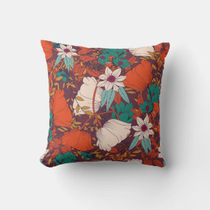 Cojín Decorativo Diseño de patrones impecable con flores dibujadas 