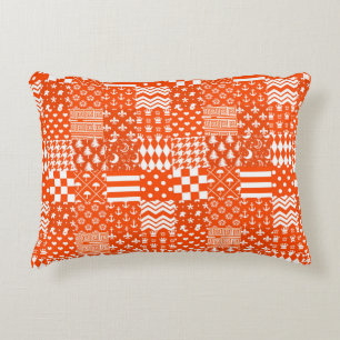 Cojín Decorativo Diseño de patrones mixtos de color blanco naranja