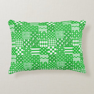 Cojín Decorativo Diseño de patrones mixtos de color blanco verde