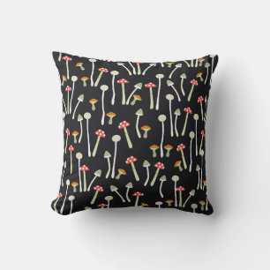Cojín Decorativo Diseño de patrones vintage de hongos de otoño.