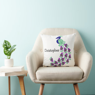 Cojín Decorativo Diseño de Pavo Real Personalizado