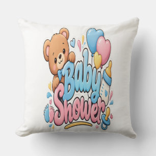 Cojín Decorativo Diseño de pegatina para baby shower con osito de p