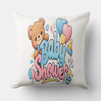 Cojín Decorativo Diseño de pegatina para baby shower con osito de p