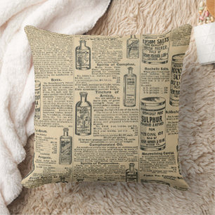 Cojín Decorativo Diseño de periódico antiguo