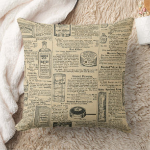Cojín Decorativo Diseño de periódico antiguo