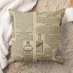 Cojín Decorativo Diseño de periódico antiguo