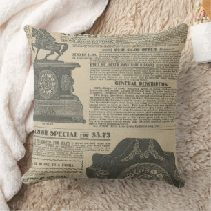 Cojín Decorativo Diseño de periódico antiguo