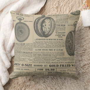 Cojín Decorativo Diseño de periódico antiguo
