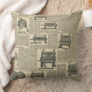 Cojín Decorativo Diseño de periódico antiguo