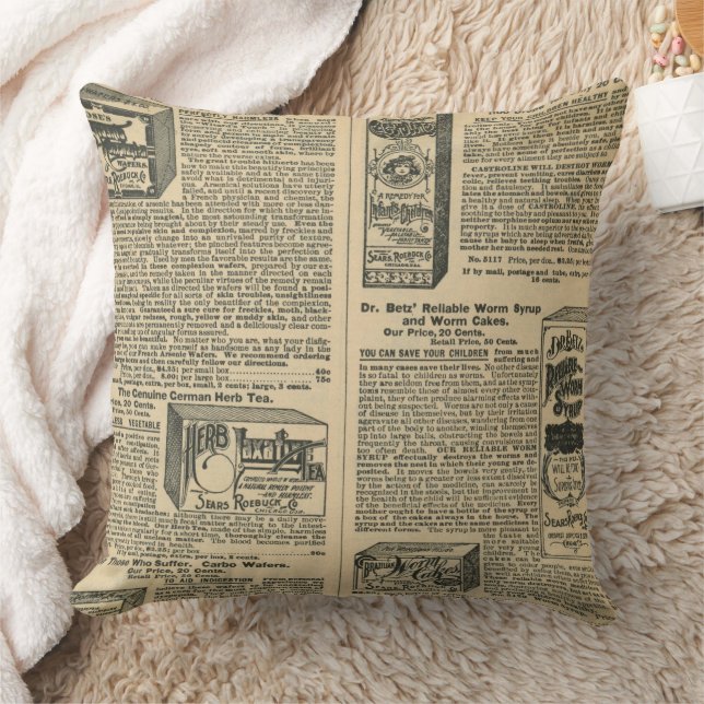 Cojín Decorativo Diseño de periódico antiguo (Manta)