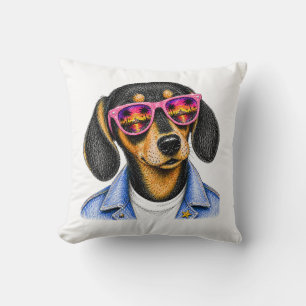Cojín Decorativo Diseño de perro Dachshund genial atardecer de vera