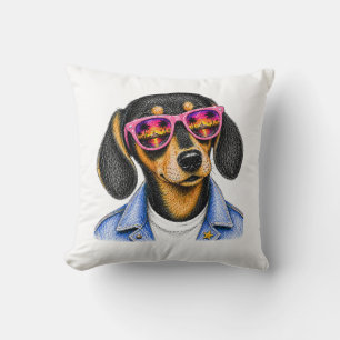 Cojín Decorativo Diseño de perro Dachshund genial atardecer de vera