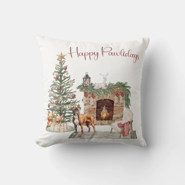 Cojín Decorativo Diseño de perro feliz de Pawlidays - Boxer (Anverso)