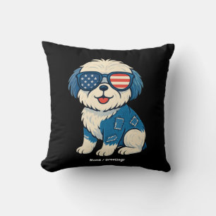 Cojín Decorativo Diseño de perros Mascotas de Denim Funny Retro