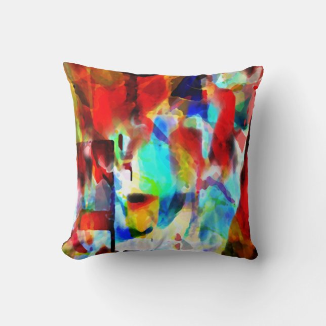 Cojín Decorativo Diseño de pintura contemporáneo azul rojo blanco n (Anverso)