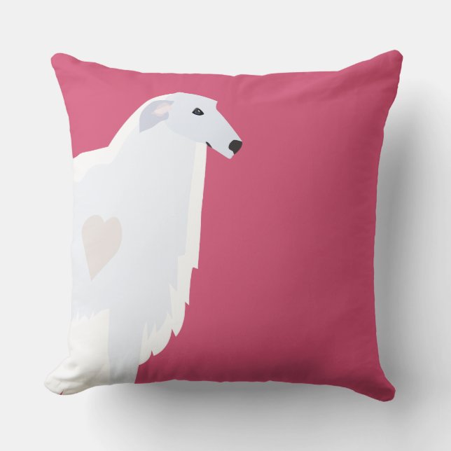 Cojín Decorativo Diseño de plantillas de raza Borzoi (Anverso)