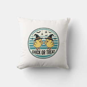 Cojín Decorativo Diseño de pollitos de Halloween Vintage Chick Or T