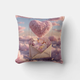 Cojín Decorativo Diseño de postal del corazón flotante de cartas de