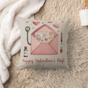 Cojín Decorativo Diseño de postal del día de San Valentín con recet