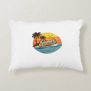 Cojín Decorativo Diseño de puesta de sol retro para jugadores