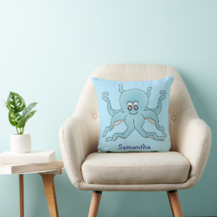 Cojín Decorativo Diseño de Pulpo Azul Personalizado