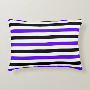 Cojín Decorativo Diseño de rayas azules negras y blancas