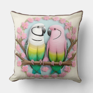 Cojín Decorativo Diseño de regalo de pareja de loro colorido femeni