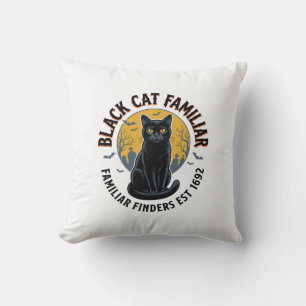 Cojín Decorativo Diseño de rescate de Halloween vintage gato negro