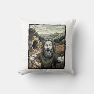 Cojín Decorativo Diseño de retrato barbudo sorprendido de grabado v