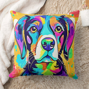 Cojín Decorativo Diseño de retrato de perro arco iris