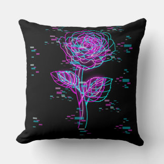 Cojín Decorativo Diseño de rosa con falla de neón