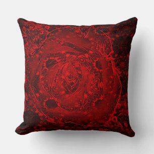 Cojín Decorativo Diseño de Rosa Roja Profunda