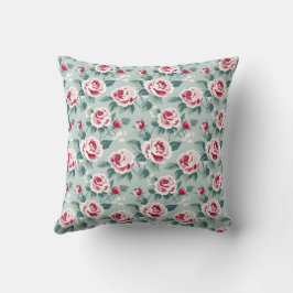 Cojín Decorativo Diseño de Rosas Botánicas Vintage
