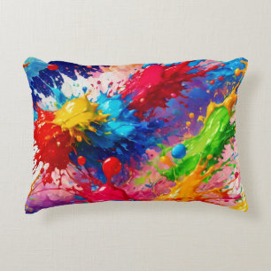 Cojín Decorativo Diseño de salpicaduras de pintura húmeda colorida