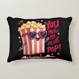 Cojín Decorativo Diseño de San Valentín de corazón de palomitas de 