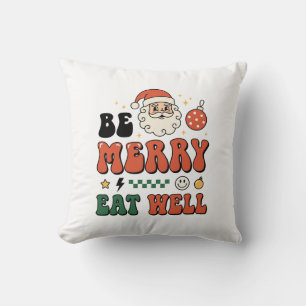 Cojín Decorativo Diseño de Santa de Navidad Alegre Come Bien