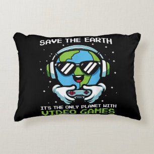 Cojín Decorativo Diseño de Save Earth Gamer - Divertido vídeo en el