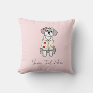 Cojín Decorativo Diseño de schnauzer corazón de amor lindo con orej