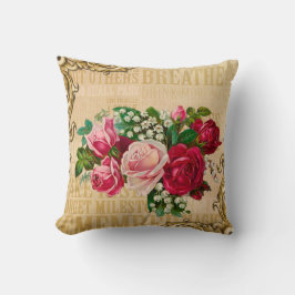 Cojín Decorativo Diseño de sepia romántica roses rojos vintage sobr