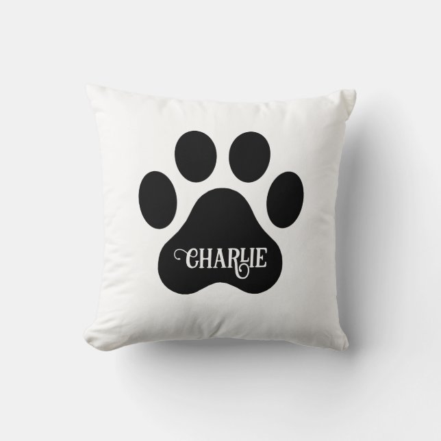 Cojín Decorativo Diseño de silueta de nombre de pata de perro (Anverso)